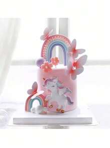 1 Stück Einhorn Tortendekoration, Regenbogen Tortendekoration, weiche Tonkuchendekorationen, Einhorn Thema Geburtstags Topperaufsteller, Wolken Ballon Stern Tortendekoration, geeignet für Einhorn Themen Tortendekorationen, Geburtstagstorte Dekorationen, Taufe Hochzeit Muttertags Tortendekoration, süße niedliche Tortendekoration