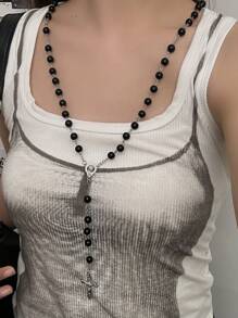 1 pièce Collier pendentif avec croix et étoile ajourée, en matériau métallique résine multicolore, style gothique convenant aux hommes et aux femmes, pour les fêtes et l'usage quotidien