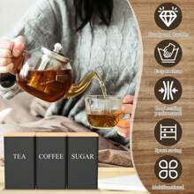 1pc Customized Storage Tin Can With Bamboo Lid, Square Tea, Coffee, Candy, Spice Metal Container, Kitchen Storage, Housewarming Party Gift