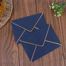 10pcs-50pcs Paper Envelopes With Thank You Stickers For Invitations With Gold Border, Gift Cards Envelopes Self Adhesive Invitation Envelopes With V-Flap, Great For Graduation, Invitation, Baby Shower, Wedding,School Supplies,Back To School