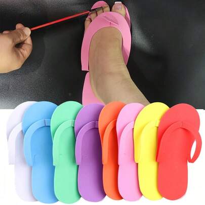 40/20pcs Disposable Foam Pedicure Slippers - Non-Scented Universal Flip Flops For Foot Care, Nail Salon, Spa, Shower, And Beach Use