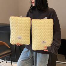 YOONI 甜心绗缝笔记本电脑内胆包，韩式风格，柔软可爱，可容纳 9.7 英寸 10.2 英寸 11 英寸 iPad 和平板电脑，13 英寸 14 英寸 15 英寸 15.6 英寸笔记本电脑，适合上学、工作、通勤，是送给朋友的理想礼物