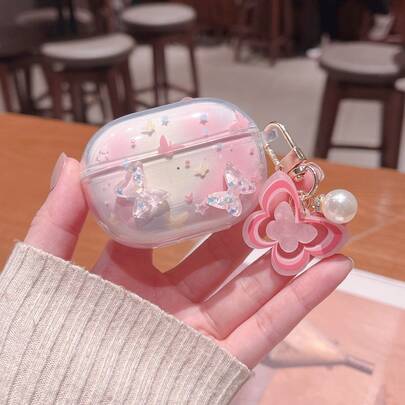 适用于 Buds 6 Active/5/6S/7S/8pro/8Active 的可爱粉色透明蝴蝶保护套，适用于 Buds6/6Play/4Lite/6lite/8lite 的新款蓝牙无线耳机保护套，适用于 Buds 3pro/4Pro/5Pro/6PRO 的柔软透明耳机充电盒