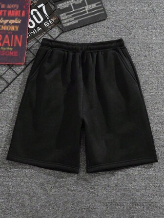 1 pièce Short simple pour garçon/adolescent, couleur unie, décontracté, extérieur, entraînement, sport, déplacements, mi-cuisse
