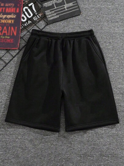 1 Pc Boy/Teen Plain Color Casual Outdoor Workout Sport Commuter Simple Knee Length Shorts