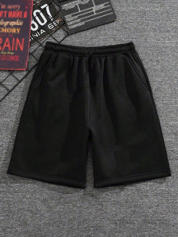 1 Pieza Pantalón corto casual liso para niño/adolescente, utilizable para actividades al aire libre, entrenamiento, uso diario, de largo hasta la rodilla