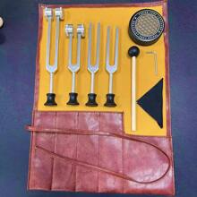 Transboundary Ear Acupuncture Tuning Fork Professional Healing Tuning Fork Training Set - 128Hz, 256Hz, 432Hz, 528Hz - Body Weighted Forks For Yoga And Meditation - Frequency Relaxation Device 3-Piece Set With Leather Bag