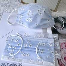 30pcs Cherry Blossom Print Breathable Mesh Face Masks - Elastic Retro Style For Spring Summer Autumn, Unisex Adults & Multiple Colors, Japanese Korean Fashion Series, Outdoor Casual Wear, Durable Elastic Band, Lightweight Fabric