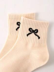 1/5/10/15/20 双女童蝴蝶结装饰踝袜，简约时尚百搭休闲舒适透气运动袜，适合日常穿着、节日礼物、返校，颜色和款式随机 - 彩色 - 查看 2