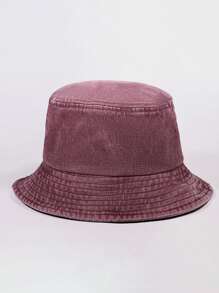 1pc Solid Color Washed Denim Bucket Hat, Fashion Versatile All-Season Casual Sun Hat, Suitable For Men And Women, Travel & Beach