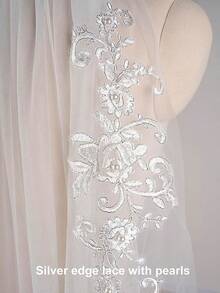 Short Wedding Veil With Comb - 2 Tier Bridal Veil, 24" Length Tulle Bride Accessories For Women - Ngà 2 & Có ngọc trai - Xem 6