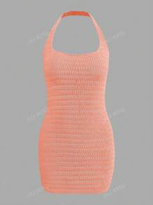 Vestido mini de sirena con espalda descubierta, cruzado de tiras, lazo, apertura lateral en la cintura y sexy, adecuado como cubierta para la playa