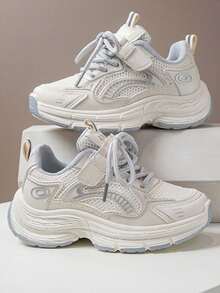 1 双儿童透气网眼春季运动鞋，轻便休闲运动鞋，女童/男童防滑耐用跑鞋， - 米色 - 查看 2