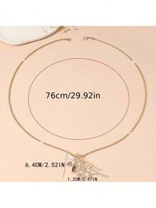 1pc New European And American Style Delicate Full Diamond & Rhinestone Owl Pendant Necklace, Fashionable All-Match Long Chain For Women