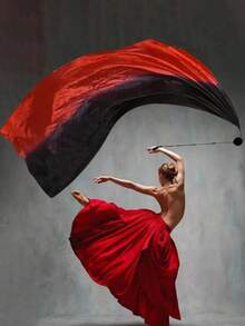 1pc Silk Veil + 1pc Poi Hammer Ball Women Belly Dance Silk Veil Poi Streamer Stage Props Colored Flags