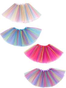 6-lagiger Tüllrock, Regenbogen 30cm Ballettrock, Partykostüm Tüllrock, Karneval Weihnachten Halloween Geschenke, geeignet für Outdoor, Party, Cosplay, Ballett, Laufen, Prinzessinnen-Hochzeit, geeignet für 3-12 Jahre alt