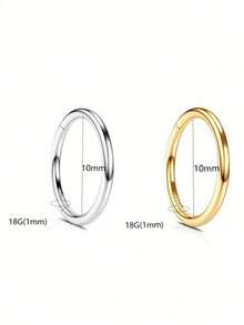 18G Minimalist Septum/Nose Rings Hoop Earrings – 6-12mm Lobe/Helix/Daith/Inner Conch Earrings - دائرة مفردة ومزدوجة - مشاهدة 14