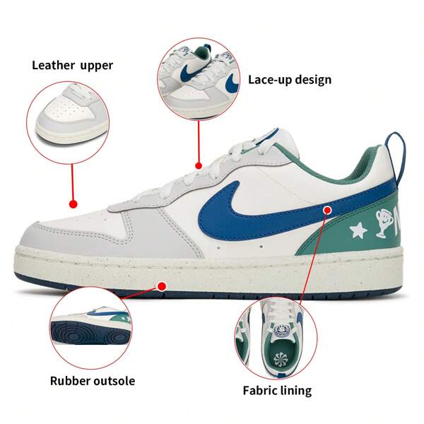 Nike Women's COURT BOROUGH LOW RECRAFT BGCN Low-Top Retro Sneakers, Lightweight Casual Sports Shoes, Model: HM3722-141