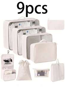 10-1 pièce Sacs de rangement pour voyage d'été, sacs cosmétiques portables imperméables, sacs de toilette multifonctions, sacs de rangement pour vêtements grande capacité, sacs de rangement polyvalents, sacs à main, sacs à chaussures, sacs de plein air, sacs de compression, sacs organisateurs de maquillage