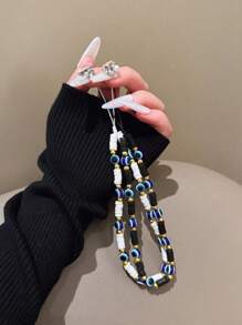 1 pieza Cordón para smartphone de cerámica suave con cuentas de ojo azul y ojo maligno de moda, adecuado como regalo para cualquier festividad