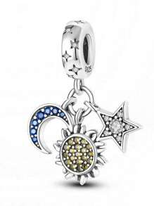 Silberplattiert Dekor Mond Sonne Stern Hufeisen Katze Stern Serie Anhänger Anhänger Kugel geeignet für Armbänder DIY Damen Schmuck