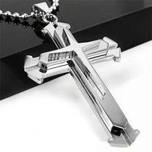 1pc Simple Three-Layer Cross Pendant Necklace With Stainless Steel Chain, And Versatile Fashion Necklace, Amulet Accessory Party, Gift