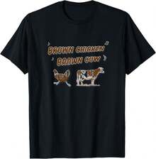Camiseta de pollo marrón de vaca, novedad cómica - Negro - Ver 1