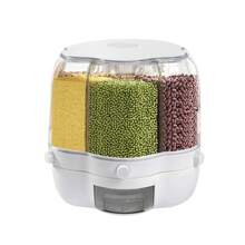 Contenitore ermetico per cereali con 6 vassoi, girevole a 360°, distributore di cibo per cereali, capacità 17,63 l/8 kg, in PP, a prova di perdite e resistente ai parassiti, colore matcha/bianco