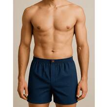 Kit 5 Men's  Canção Underwear - Comfortable And Cool Sleep Shorts, Casual Pajama Style, Breathable, Simple, Mid-Rise - 彩色 - 查看 4