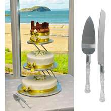 4/2/1 件婚礼蛋糕切具套装，包括不锈钢刀片蛋糕刀和服务器、银色亚克力仿水晶手柄、婚礼、新娘送礼会、周年纪念、化妆舞会和生日礼物（银色 - 2 件/套为 1 把蛋糕刀和 1 个蛋糕服务器）