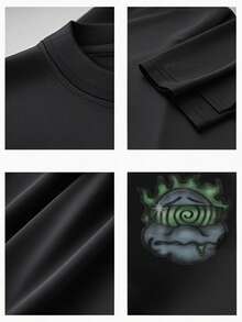 1pcs Hypnotic Spiral Men's Funny TShirts   Graphic Tees 100% Pure Cotton Ideal Choice For Casual Wear - 黑色 - 查看 4