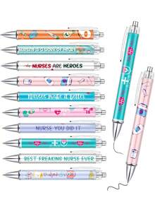 10pcs Cute Cartoon Nurse Themed Ballpoint Pen Set, Appreciation Gift For Medical Staff Team, Suitable For Nurses, Students, Professors, Medical Teams (5/10pcs) School Supplies,Back To School
