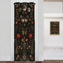 Local Warehouse, Curtains -Moth Butterfly Door Curtain For Doorway, Mushroom Moon Phase Boho Flowers Closet Door Cover Curtain For Bedroom Living Room Closet Door, 1 Panel 34" W X 80" L - 蛾蝴蝶_a45 - 查看 1