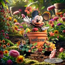 Disney 2D Flat, Disney Mickey Mouse Welcome Acrylic Garden Planter - Weatherproof Outdoor Decoration For Flower Pots, Lawn, Balcony & Backyard - Ideal Housewarming Gift For Friends And Family, Outdoor Decor | Playful Design | Durable Outdoor Decor, Mickey Mouse Decor