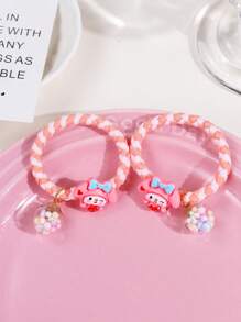 Sanrio Sanrio 2pcs/5pcs Hello Kitty Hair Tie Candy Color Beads High Elastic Hair Accessories Sweet And Cute With Rhinestone Pendants Girls Teenagers Adults Daily Holiday Party Wear Summer Home Bathroom Decoration Fashion Multifunctional Hair Rope