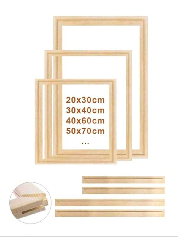 1 set Marco de madera DIY de 30x40 cm, 40x60 cm, 50x70 cm para pintura de óleo sobre lienzo, arte de pared, pintura de diamantes, tiras de madera con ensamblaje de espiga y mortaja, lienzo reforzado, marco de seda estirada, decoración del hogar, regalo de cumpleaños y graduación
