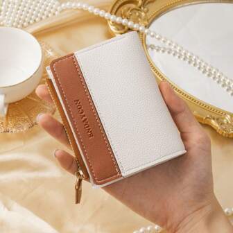 字母细节折叠小钱包口袋钱包小钱包双折超薄女士钱包轻便便携信用卡钥匙包短款钱包可爱现代时尚生日礼物圣诞节周年纪念女士女孩女士、商务、周年纪念、圣诞节、情人节、生日礼物、礼物、爱人、女士、女士、女式、学校用品包、宿舍和返校