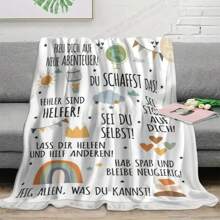 1pc Comfortable All Season Plaid Throw Blanket - Super Soft Flannel With Inspiring German Quote, Perfect Gift For Family & Loved Ones, Versatile Use For Sofa, Bed, Office, Travel, Camping & Home Decor, Cozy Travel Accessory