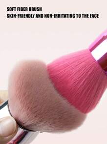 Juego de 3 piezas de herramientas de maquillaje, que incluye esponjas y pinceles de maquillaje con mango corto multifuncional para la cara, pincel para polvo, pincel para rubor, borla de maquillaje, pincel de maquillaje con mango revestido, adecuado para maquillaje facial, uso en seco y húmedo de la esponja de maquillaje, esponja de maquillaje libre de látex, para tocador, herramientas de belleza.