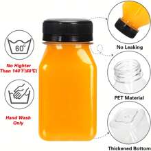 10/20 pièces Bouteilles de jus transparentes de 4 oz avec couvercles noirs anti-fuite, contenants réutilisables pour smoothies, jus, lait et boissons maison - parfaits pour le stockage au réfrigérateur