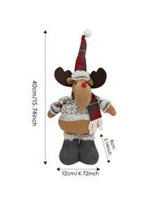 1 pieza, Muñeca decorativa de Navidad Adorno Año Nuevo Figura de Reno, Muñeco de Nieve, Santa Claus de pie Decoración Feliz Navidad