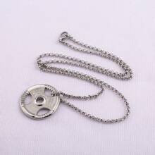 1 pieza Collar con dije en forma de pesa inspirador de acero inoxidable, accesorio deportivo para hombres en atuendos diarios