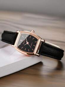 3 件/1 件时尚小表盘女士手表套装，休闲皮革表带石英表（无盒）