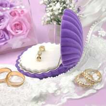 Boîte à bijoux en velours en forme de coquillage charmante - parfaite pour les bagues, boucles d'oreilles, colliers et bracelets - idéale comme cadeau de mariage et de fiançailles, présentoir. Paniers, boîtes et contenants pour l'organisation de la maison, pour le rangement de bijoux