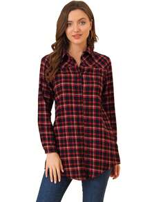Women's Christmas Buffalo Plaid Asymmetric Kimono Open Front Cardigan