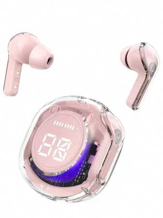 全新透明触控低延迟 TWS 无线耳机，运动/办公/游戏适用，USB-C 充电，5.3 蓝牙半入耳式无线运动耳机，超长续航