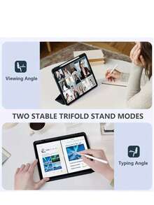 1pc Black Tri-Fold Silicone Foldable IPad Case, Shell Slim Stand Shockproof Anti Fall Pen Holder Anti-Fall Tablet Cover Compatible With Apple IPad Mini 4/5/6, 9.7/10.2/10.5 Inches, Air 4/5/6, 10th Gen, 10.9 Inches, Pro 11 Inches, Air 11(M2) , Air 13 And Pro 11(M4) ,A16 Models. Clear Back Cover With High Transparency For DIY Personalization - Black - View 5