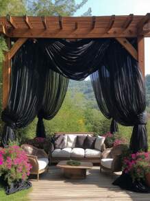 1 pièce, Rideaux en mousseline de soie noire élégante (longueur de 315 pouces et 236 pouces) - parfaits pour les arches de mariage, les fiançailles, les fêtes et les réceptions, les décorations suspendues romantiques pour les anniversaires et la Saint-Valentin, l'emballage de bouquets, les cantonnières pour arches de mariage, les fêtes d'anniversaire