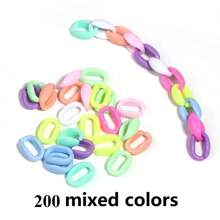 100 piezas de cadena de acrílico en colores surtidos, anillo de salto de plástico, llavero y bolsa, accesorios para joyería DIY, cadena de enlace abierto de arco iris