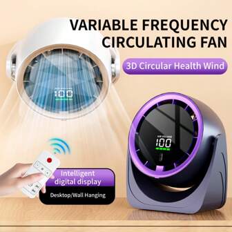 New Model High Speed Fan With Digital Display, High Speed Brushless Motor, Comes With Remote Control, Long Runtime, USB Charging Port, 1800mAh*2 Battery Capacity For Home, Office, Kitchen, Travel, Camping